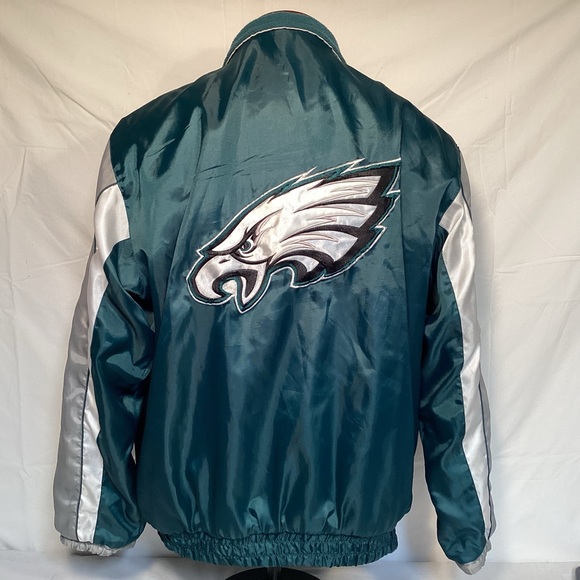 NFL G-III Philadelphia Eagles Reversible Bomber Jacket Green and Silver Men’s